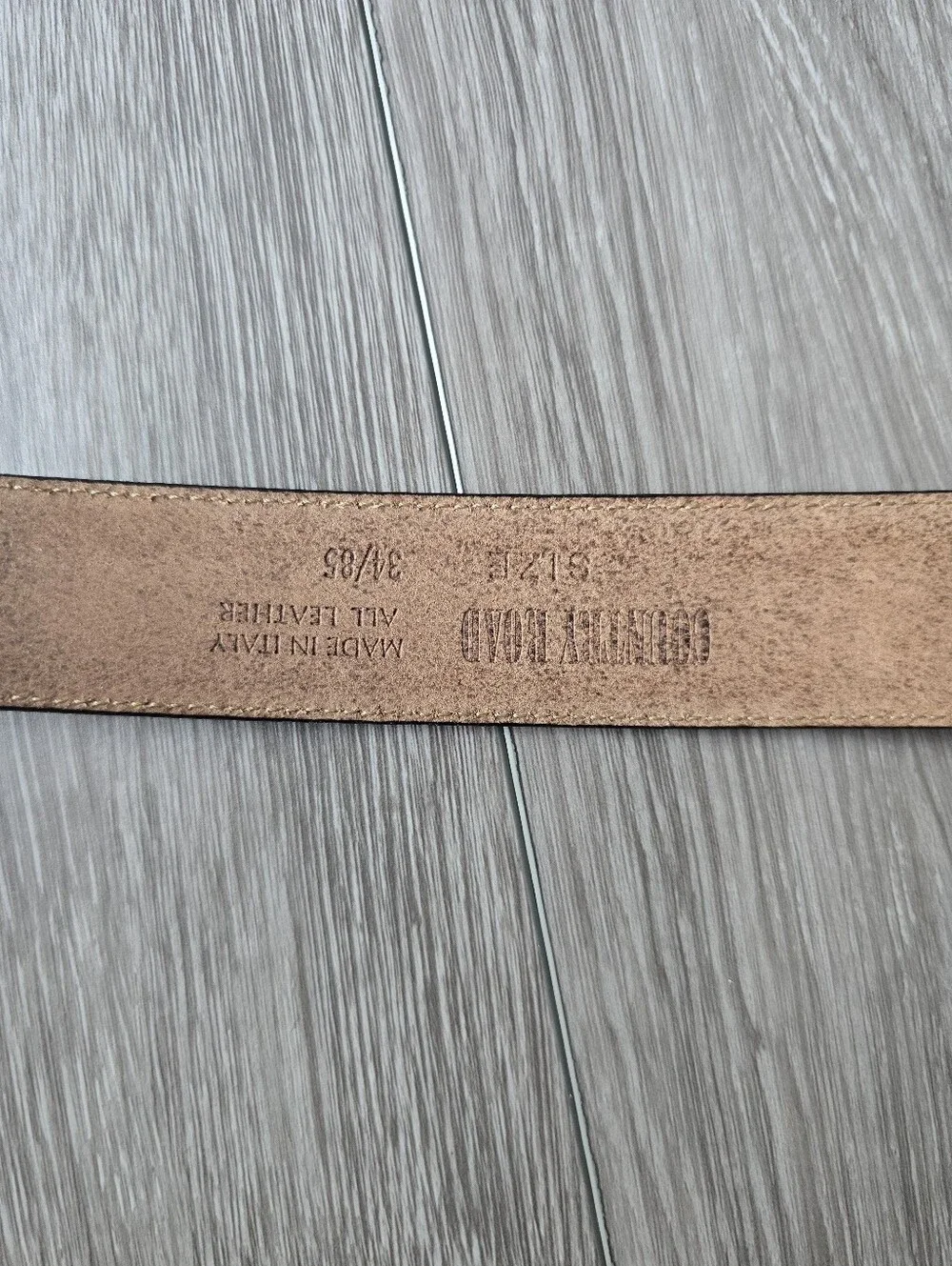 Country Road Mens Black Leather Belt Solid Brass Buckle Made in Italy 34/85